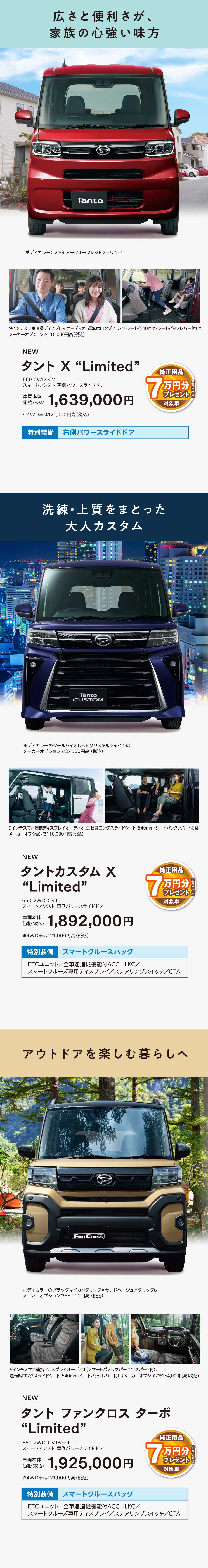 タント、タントカスタム、タントファンクロス